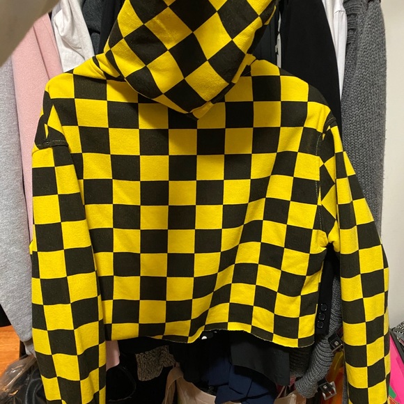Crop checkered Hoodie - Picture 4 of 7